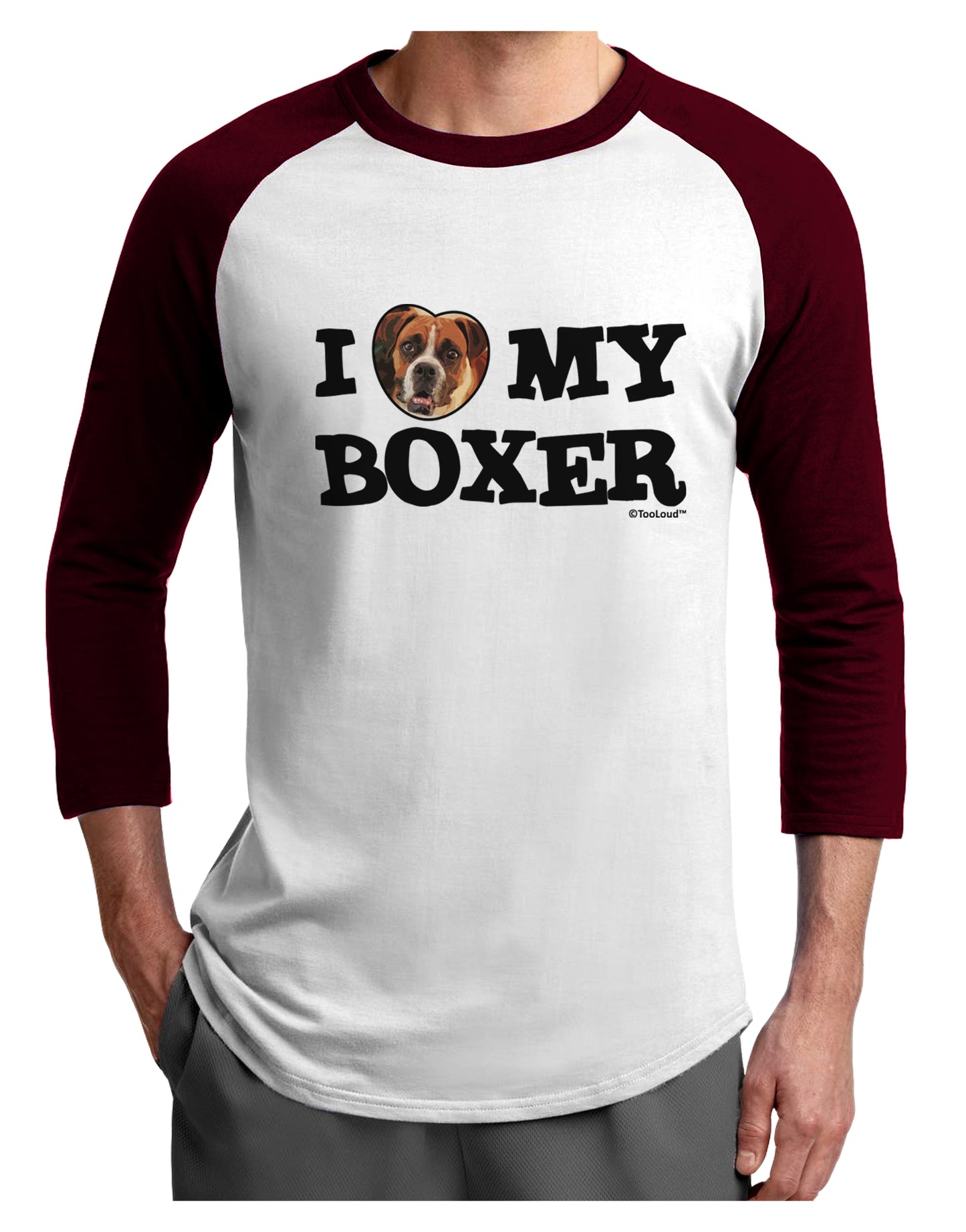 I Heart My Boxer Adult Raglan Shirt by TooLoud-TooLoud-White-Cardinal-X-Small-Davson Sales