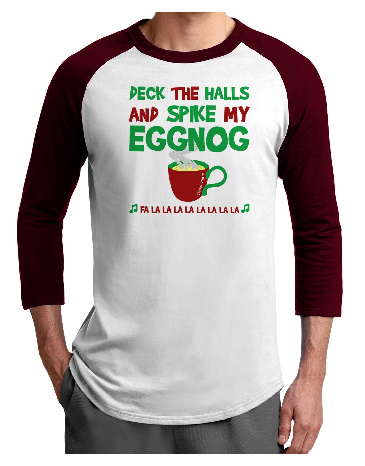 Spike My Eggnog Adult Raglan Shirt-Raglan Shirt-TooLoud-White-Cardinal-X-Small-Davson Sales