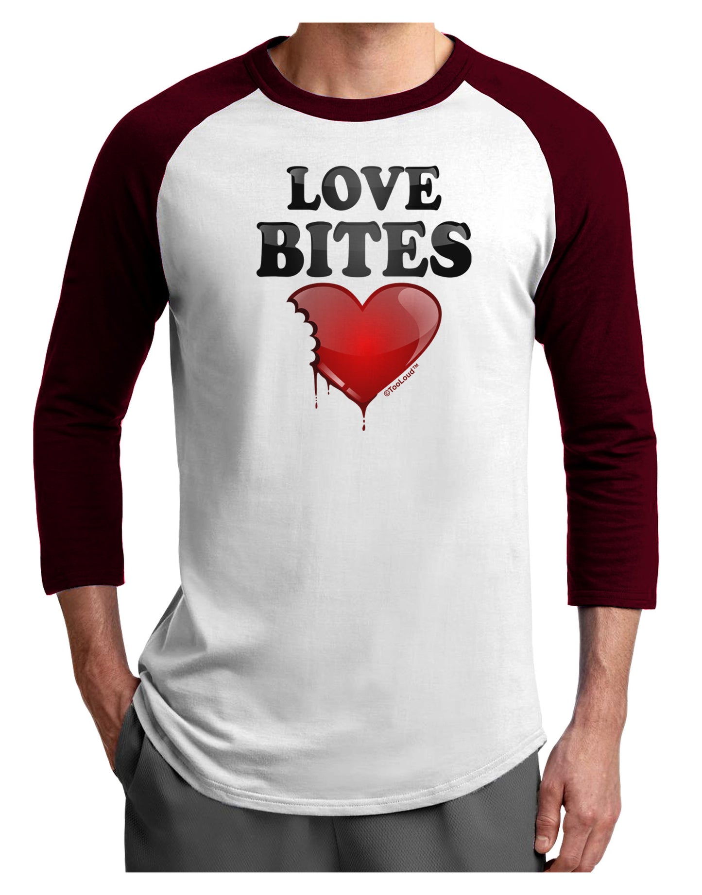 Love Bites Adult Raglan Shirt-Raglan Shirt-TooLoud-White-Cardinal-X-Small-Davson Sales