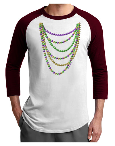 Mardi Gras Beads Necklaces Adult Raglan Shirt-Raglan Shirt-TooLoud-White-Cardinal-X-Small-Davson Sales