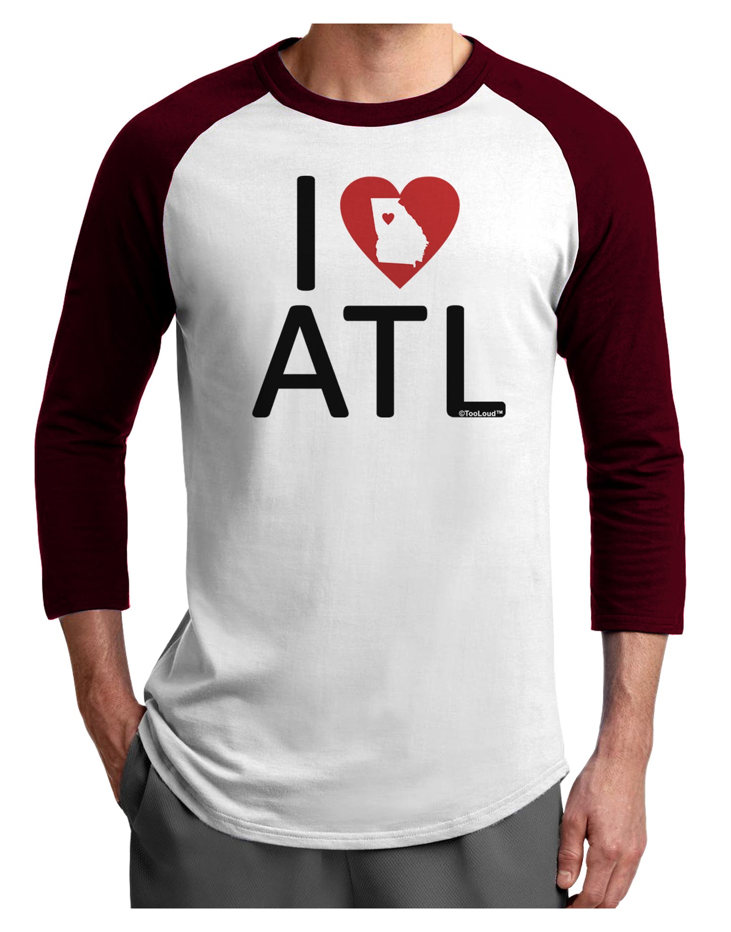 I Heart Atlanta Adult Raglan Shirt-Raglan Shirt-TooLoud-White-Cardinal-X-Small-Davson Sales