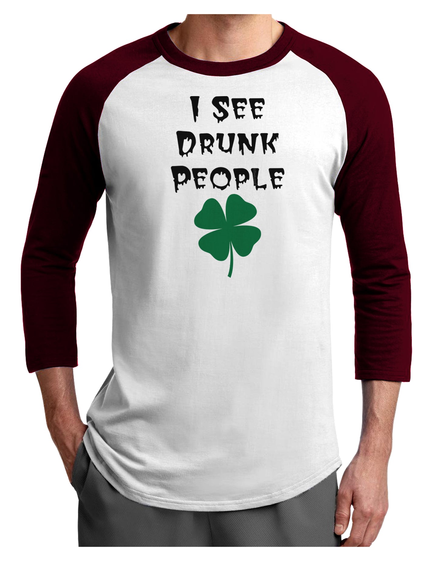 I See Drunk People Funny Adult Raglan Shirt by TooLoud-TooLoud-White-Cardinal-X-Small-Davson Sales