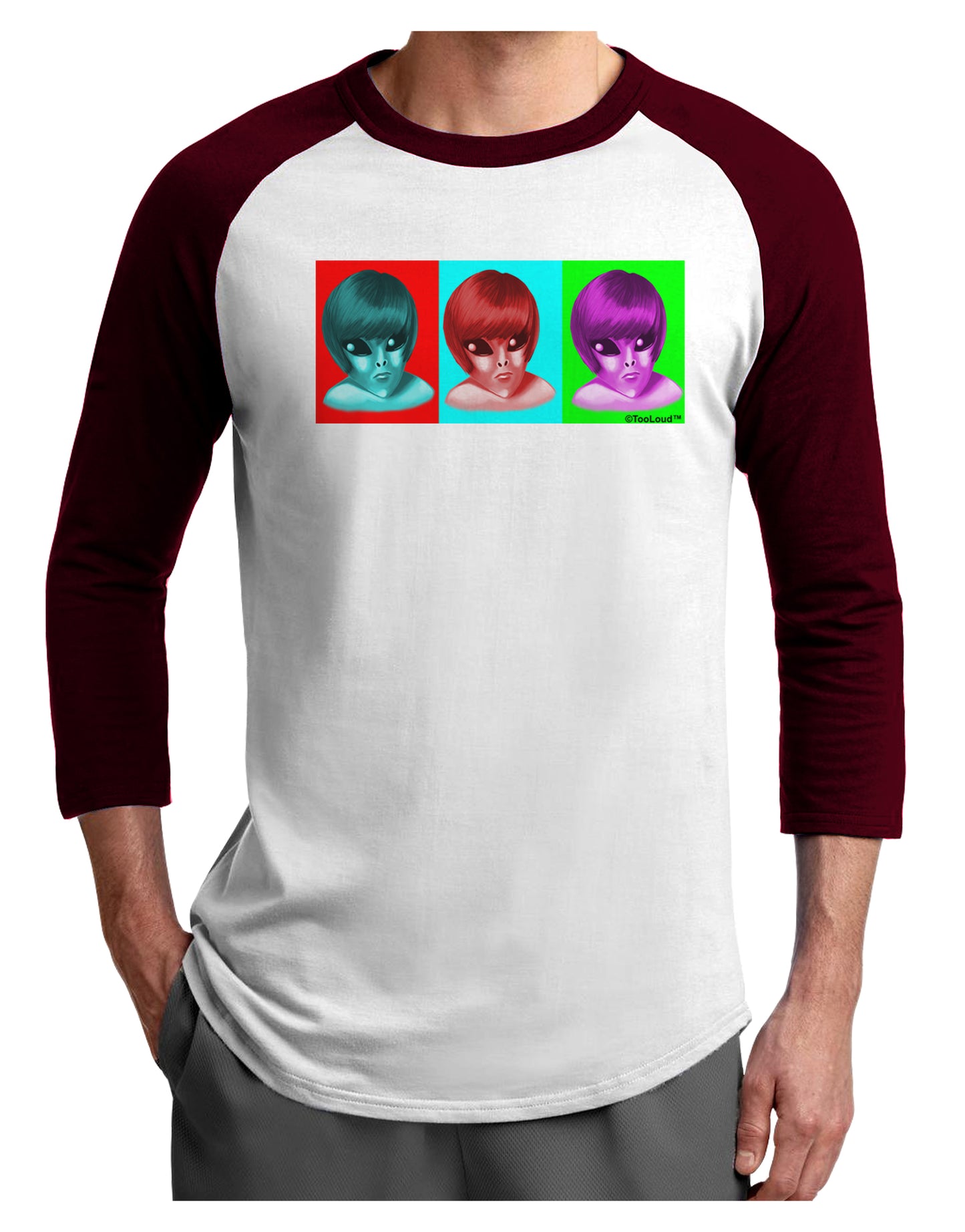 Extraterrestial Pop-art #1 Adult Raglan Shirt by TooLoud-TooLoud-White-Cardinal-X-Small-Davson Sales