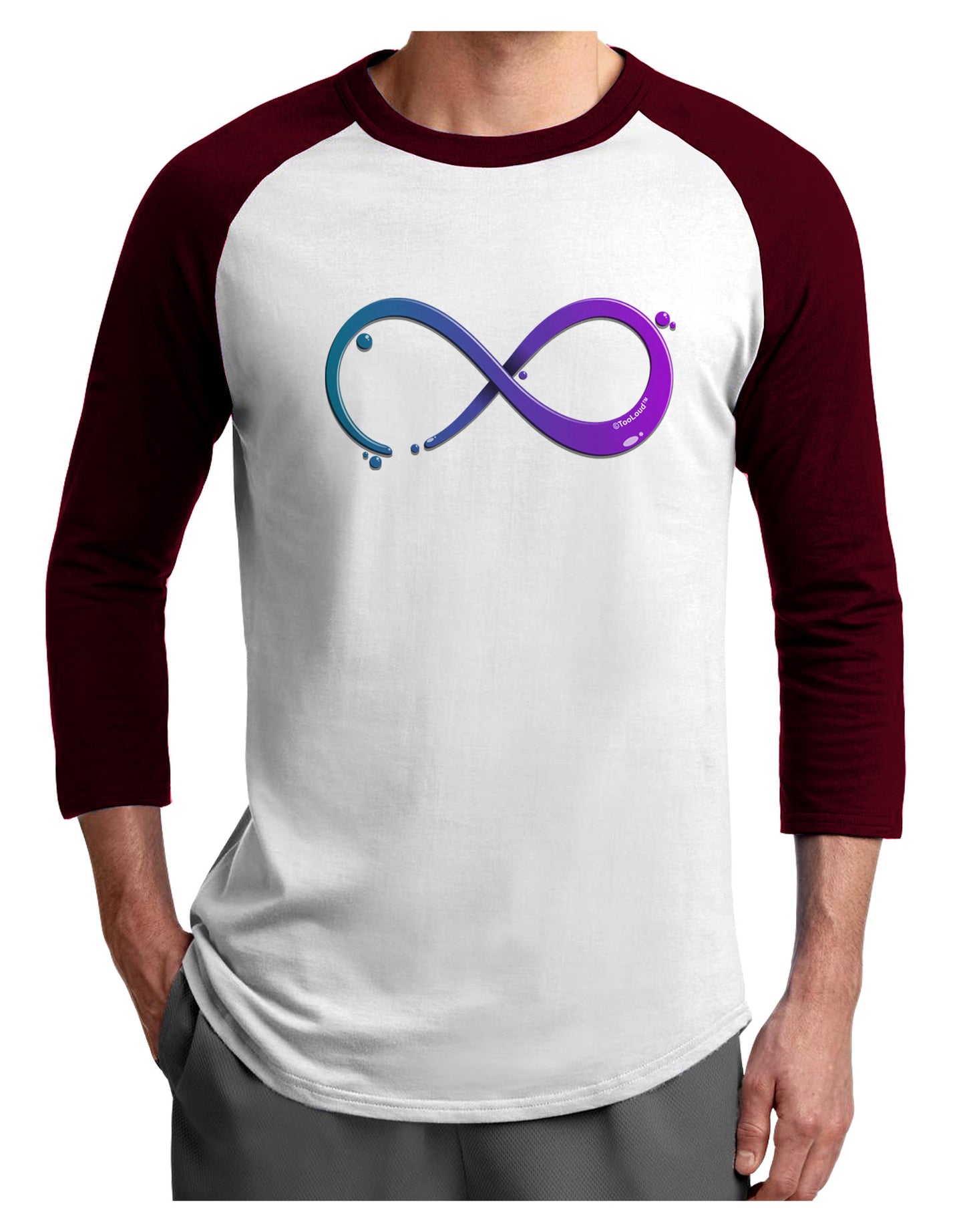 Painted Infinity Adult Raglan Shirt-TooLoud-White-Cardinal-X-Small-Davson Sales
