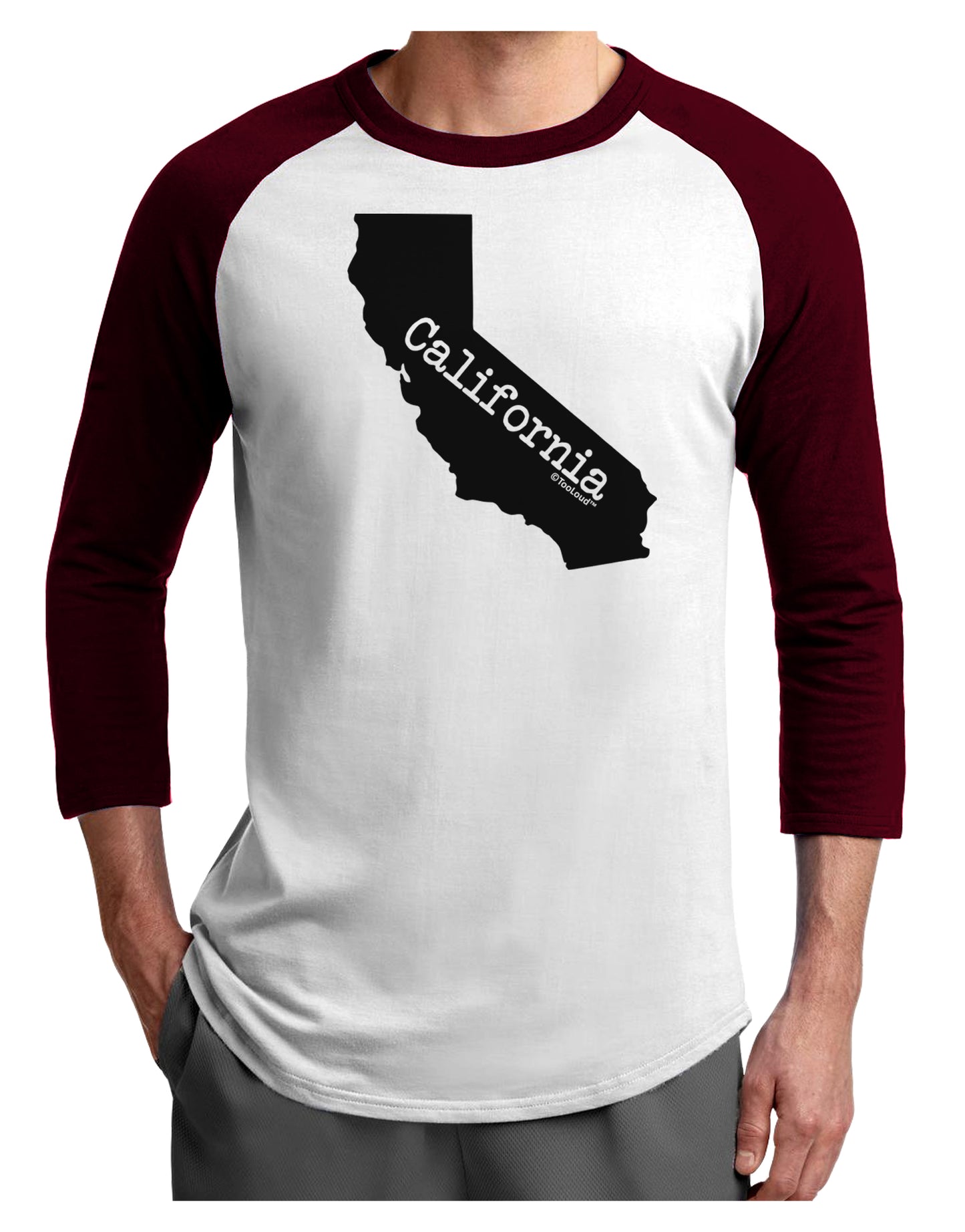 California - United States Shape Adult Raglan Shirt by TooLoud-TooLoud-White-Cardinal-X-Small-Davson Sales
