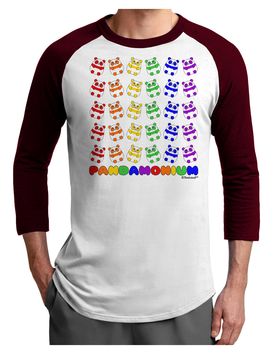 Pandamonium Rainbow Pandas Adult Raglan Shirt by TooLoud-TooLoud-White-Black-X-Small-Davson Sales