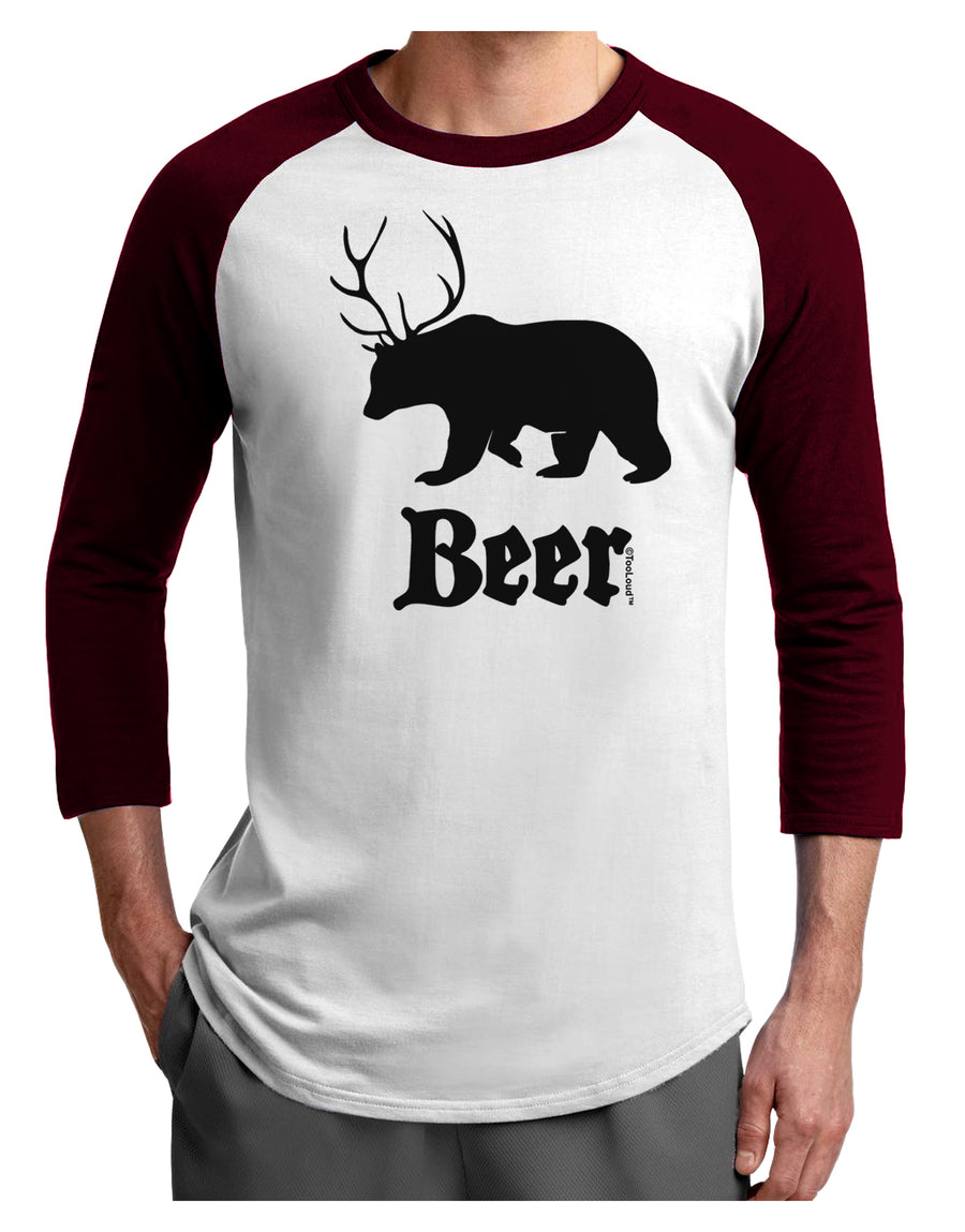 Beer Animal Adult Raglan Shirt-TooLoud-White-Black-X-Small-Davson Sales