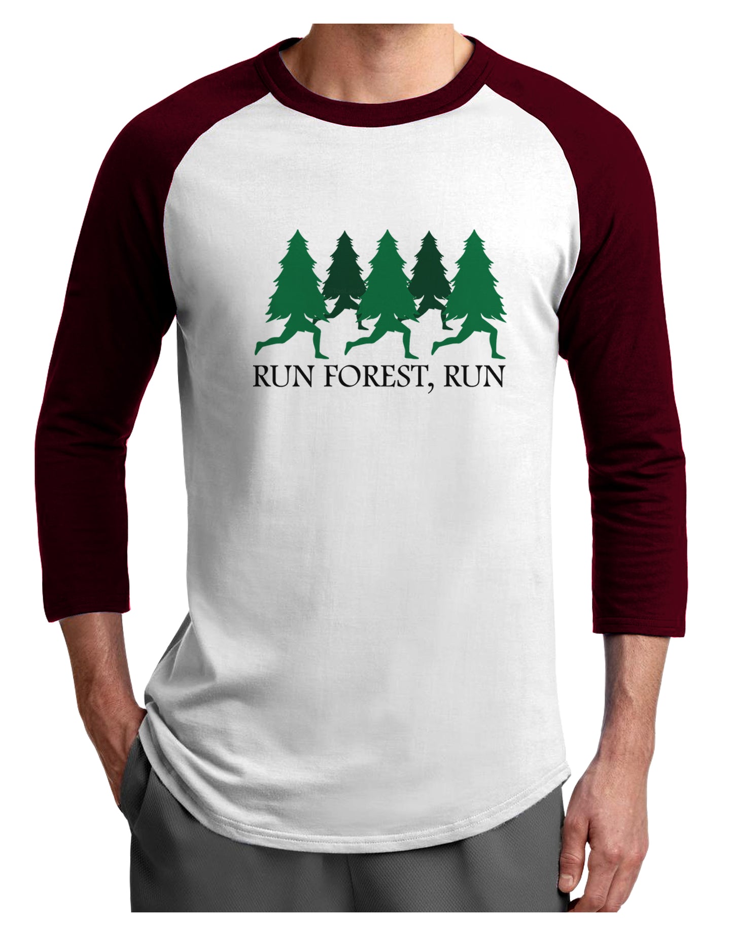 Run Forest Run Funny Adult Raglan Shirt by TooLoud-TooLoud-White-Cardinal-X-Small-Davson Sales