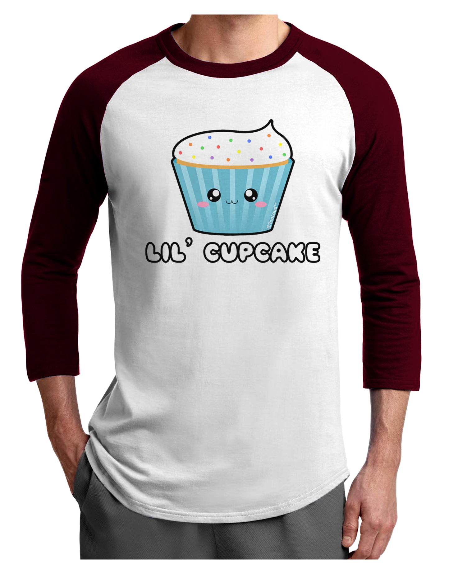 Cute Cupcake with Sprinkles - Lil Cupcake Adult Raglan Shirt by TooLoud-TooLoud-White-Cardinal-X-Small-Davson Sales