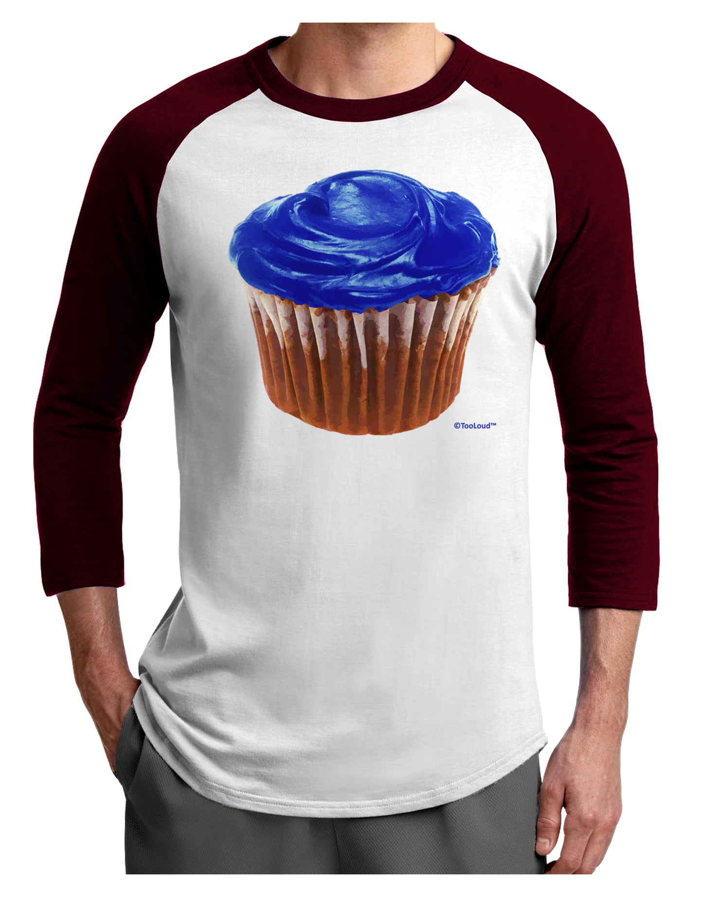 Giant Bright Blue Cupcake Adult Raglan Shirt by TooLoud-TooLoud-White-Cardinal-X-Small-Davson Sales