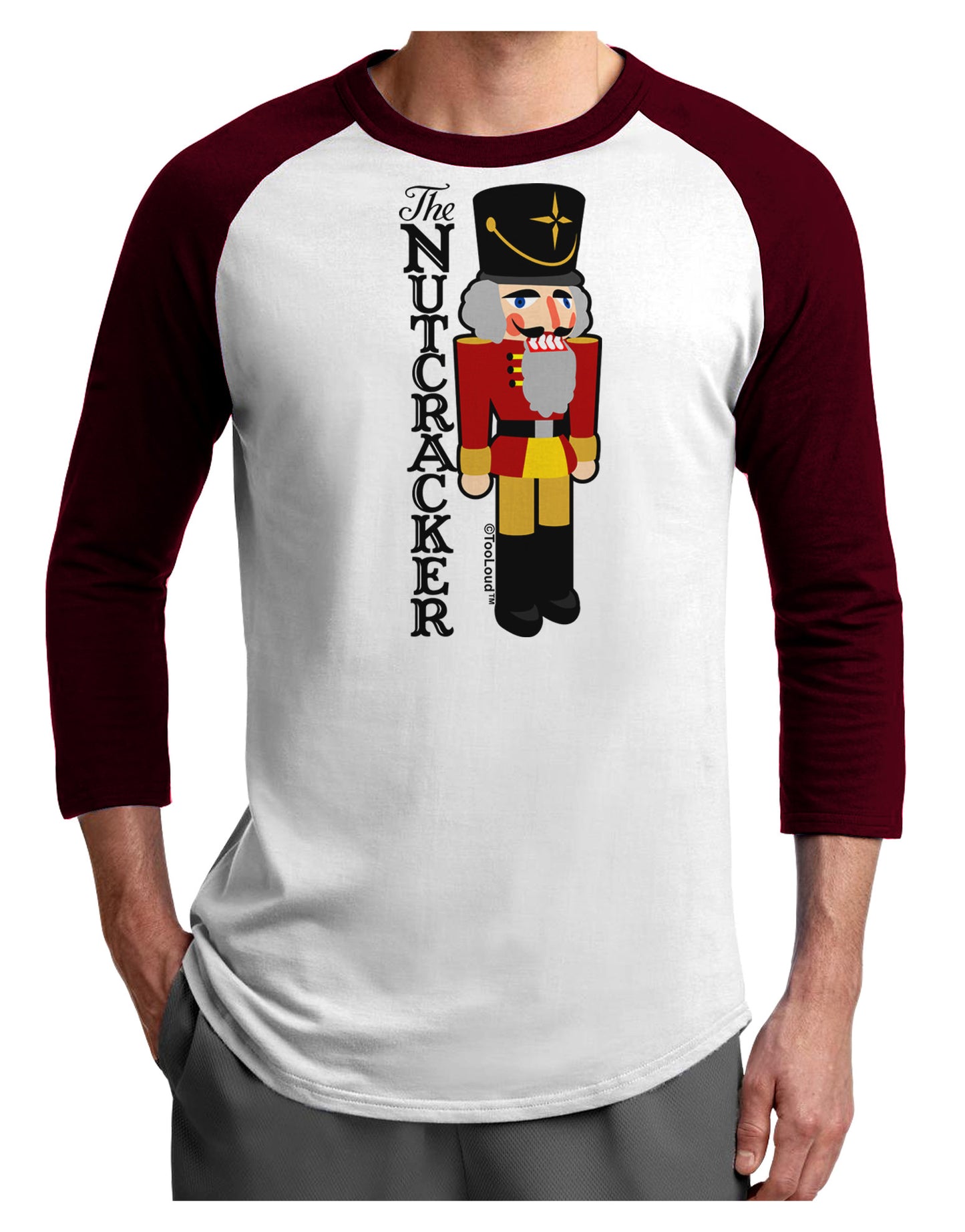 The Nutcracker with Text Adult Raglan Shirt by-Raglan Shirt-TooLoud-White-Cardinal-X-Small-Davson Sales
