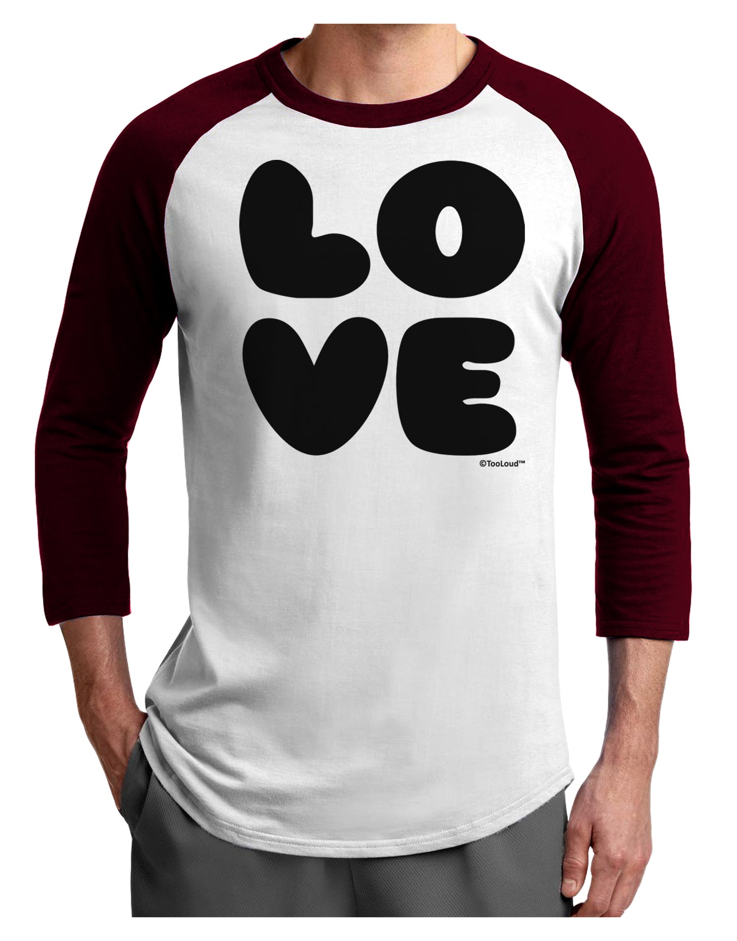 LOVE Text Adult Raglan Shirt by TooLoud-TooLoud-White-Cardinal-X-Small-Davson Sales