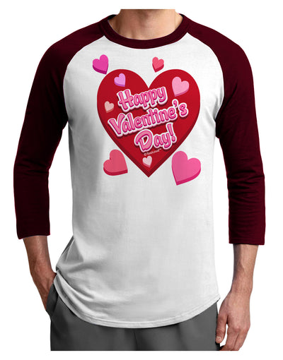 Happy Valentine's Day Romantic Hearts Adult Raglan Shirt-Raglan Shirt-TooLoud-White-Cardinal-X-Small-Davson Sales