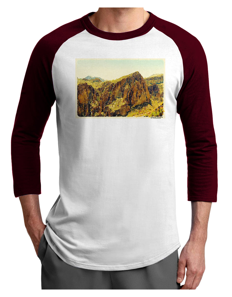 Arizona Mountains Watercolor Adult Raglan Shirt-TooLoud-White-Black-X-Small-Davson Sales