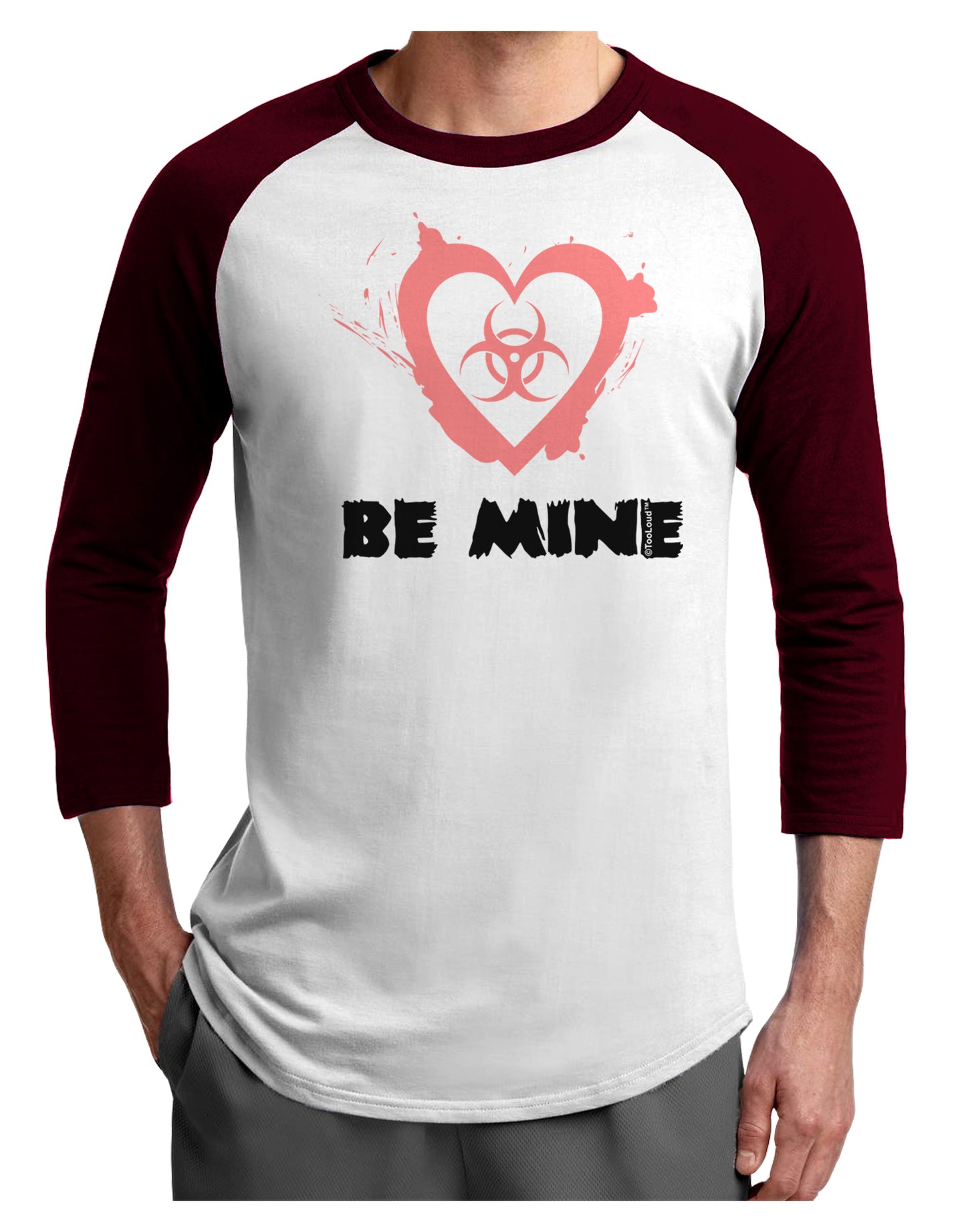 Be Mine - Bio Hazard Heart Adult Raglan Shirt by TooLoud-TooLoud-White-Cardinal-X-Small-Davson Sales