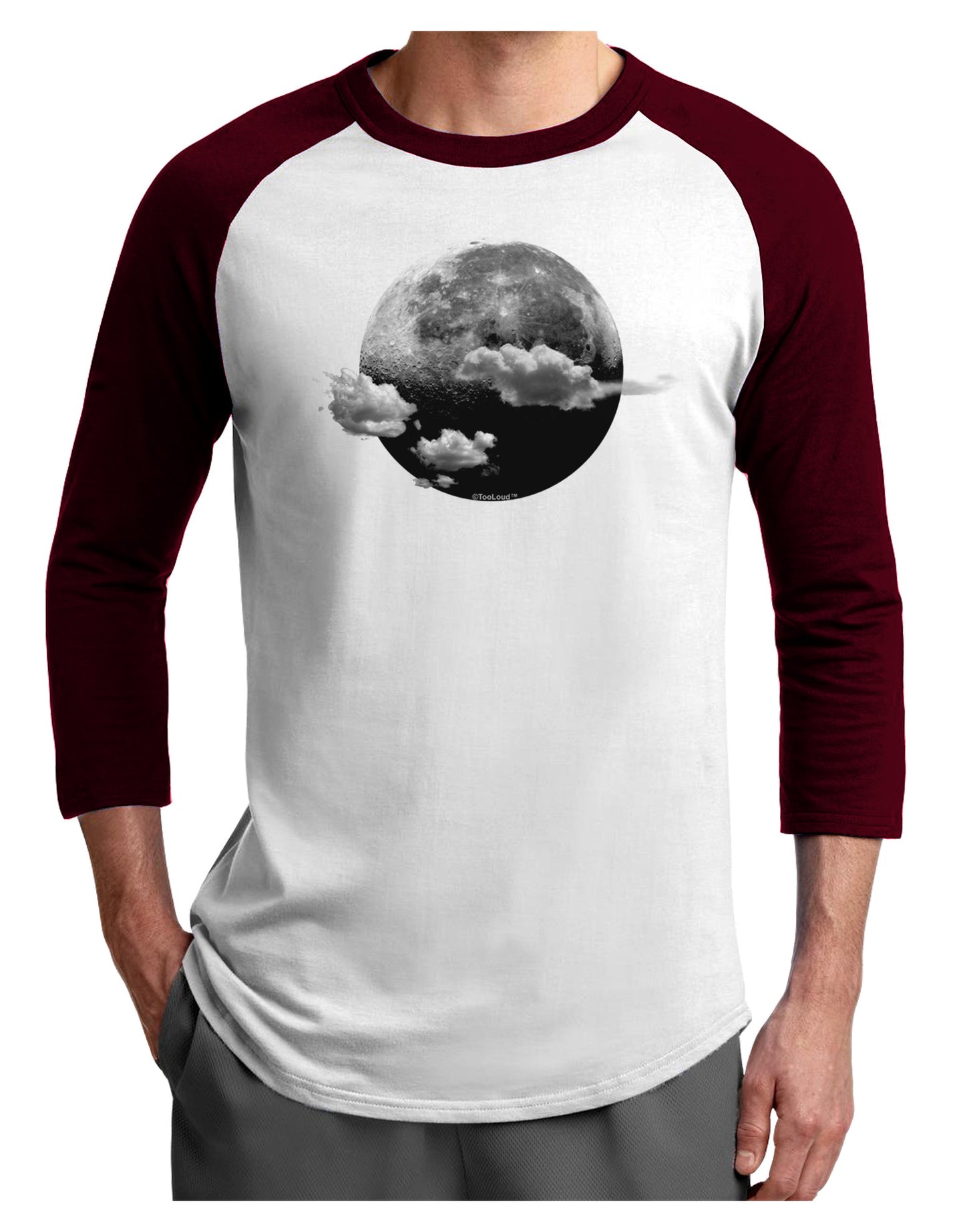 Moon Dream Earth Adult Raglan Shirt-Raglan Shirt-TooLoud-White-Cardinal-X-Small-Davson Sales