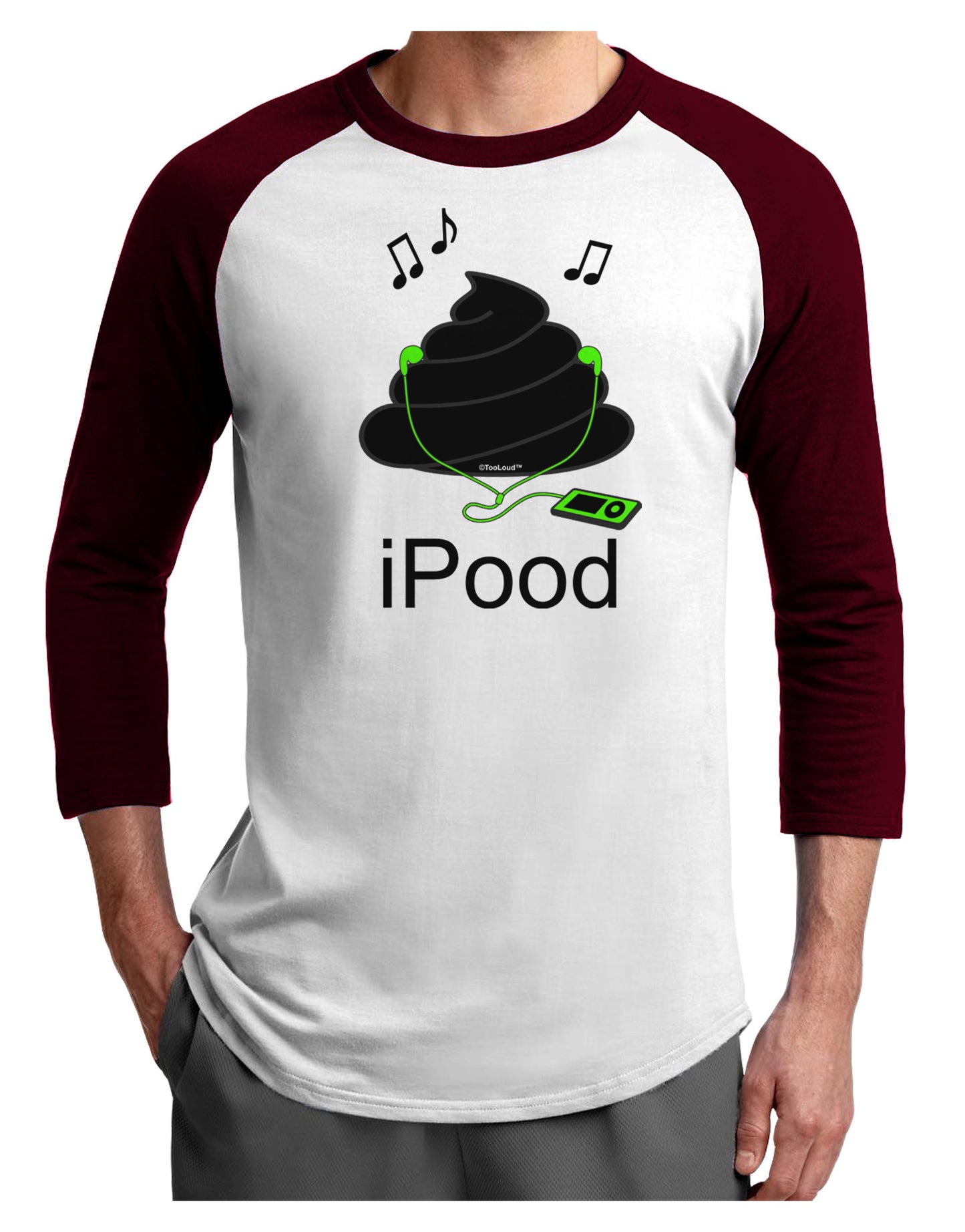iPood Adult Raglan Shirt-Raglan Shirt-TooLoud-White-Cardinal-X-Small-Davson Sales