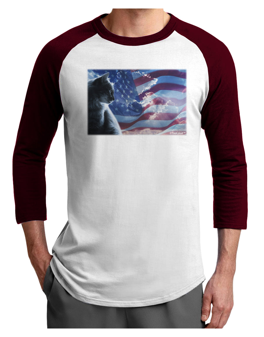 All American Cat Adult Raglan Shirt by TooLoud-TooLoud-White-Black-X-Small-Davson Sales