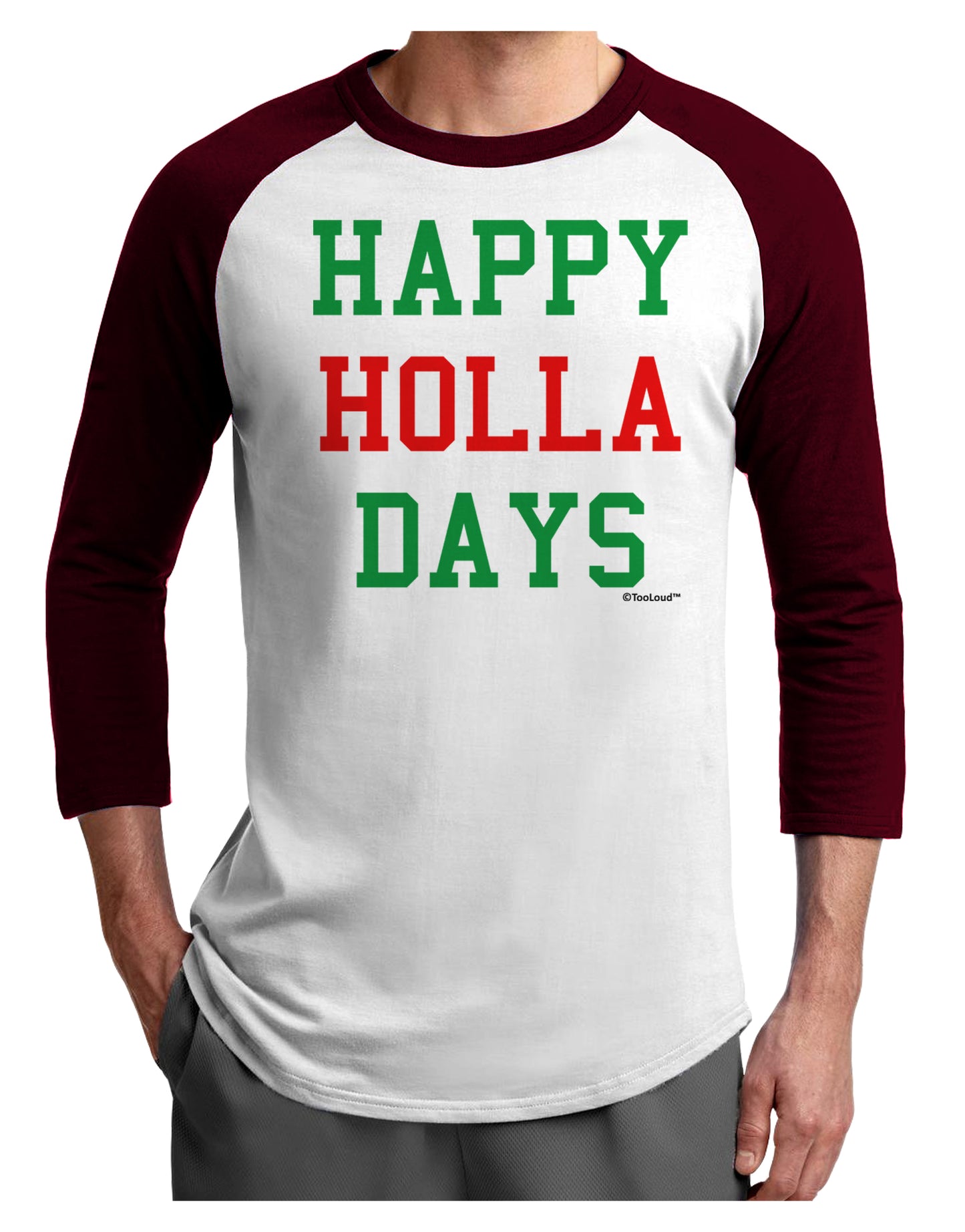 Happy Holla Days - Red and Green Adult Raglan Shirt by TooLoud-TooLoud-White-Cardinal-X-Small-Davson Sales