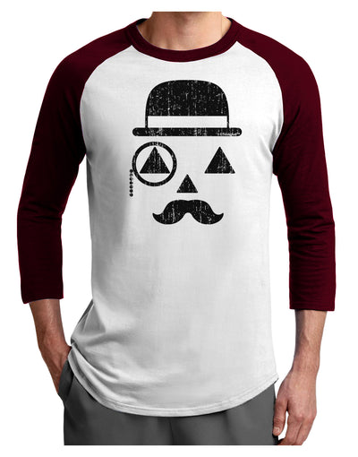 Gentleman Pumpkin Distressed Adult Raglan Shirt-TooLoud-White-Cardinal-X-Small-Davson Sales