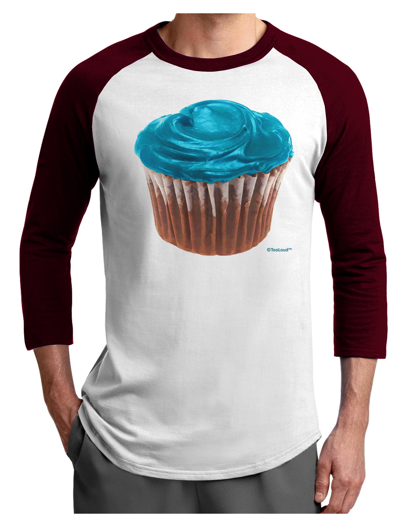 Giant Bright Turquoise Cupcake Adult Raglan Shirt by TooLoud-TooLoud-White-Cardinal-X-Small-Davson Sales