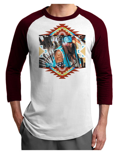 Native American Dancer 2 Adult Raglan Shirt-TooLoud-White-Cardinal-X-Small-Davson Sales