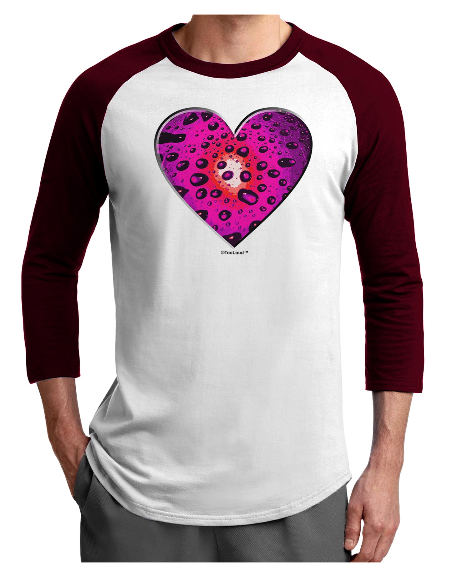 Water Droplet Heart Magenta Adult Raglan Shirt by TooLoud-TooLoud-White-Cardinal-X-Small-Davson Sales