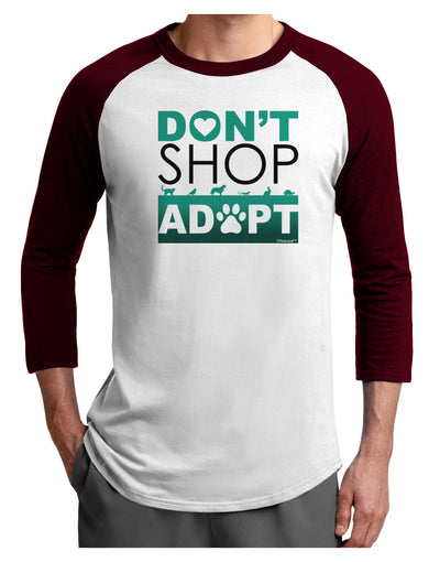 Don't Shop Adopt Adult Raglan Shirt-TooLoud-White-Cardinal-X-Small-Davson Sales