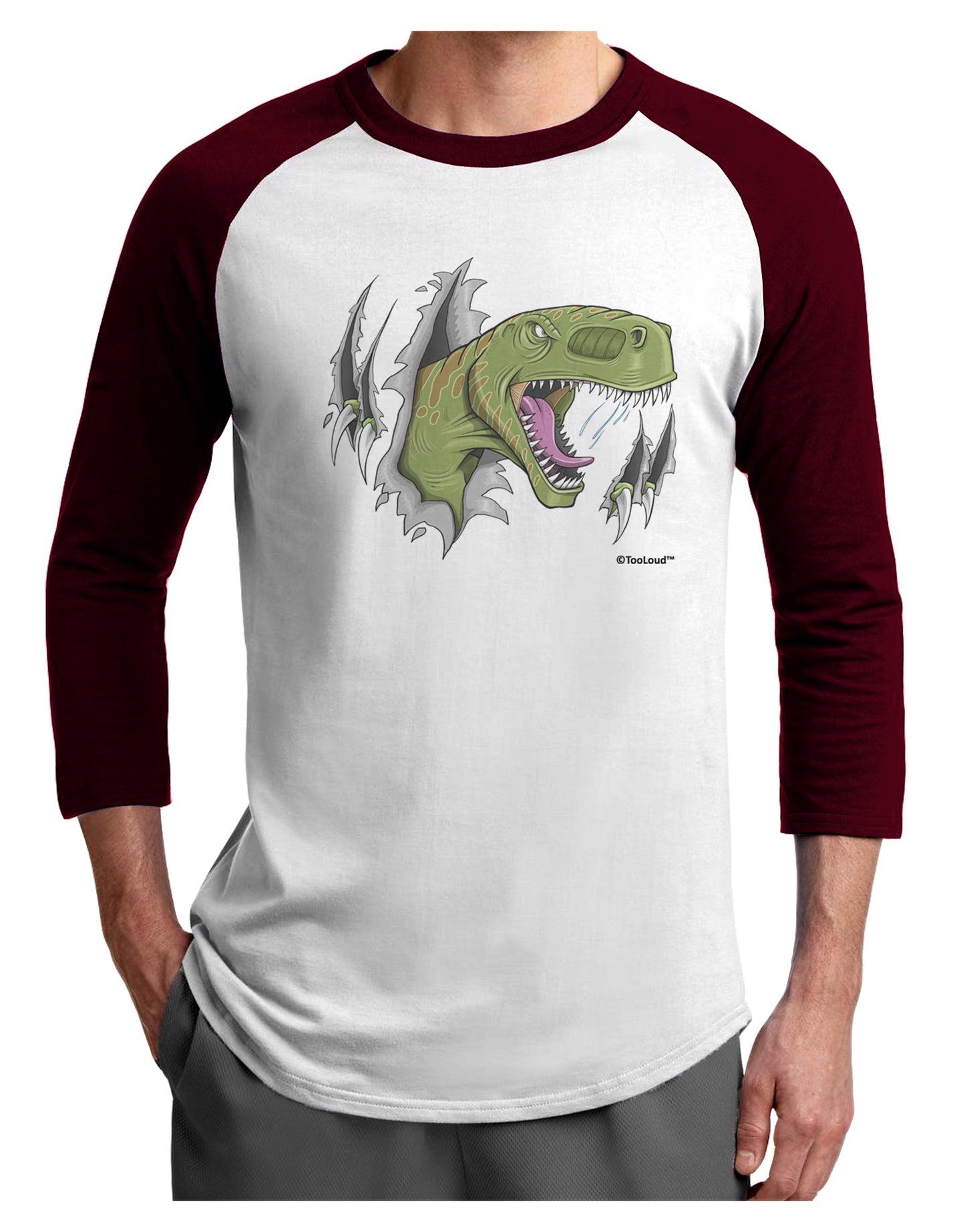 Green Dinosaur Breaking Free Adult Raglan Shirt by TooLoud-TooLoud-White-Cardinal-X-Small-Davson Sales