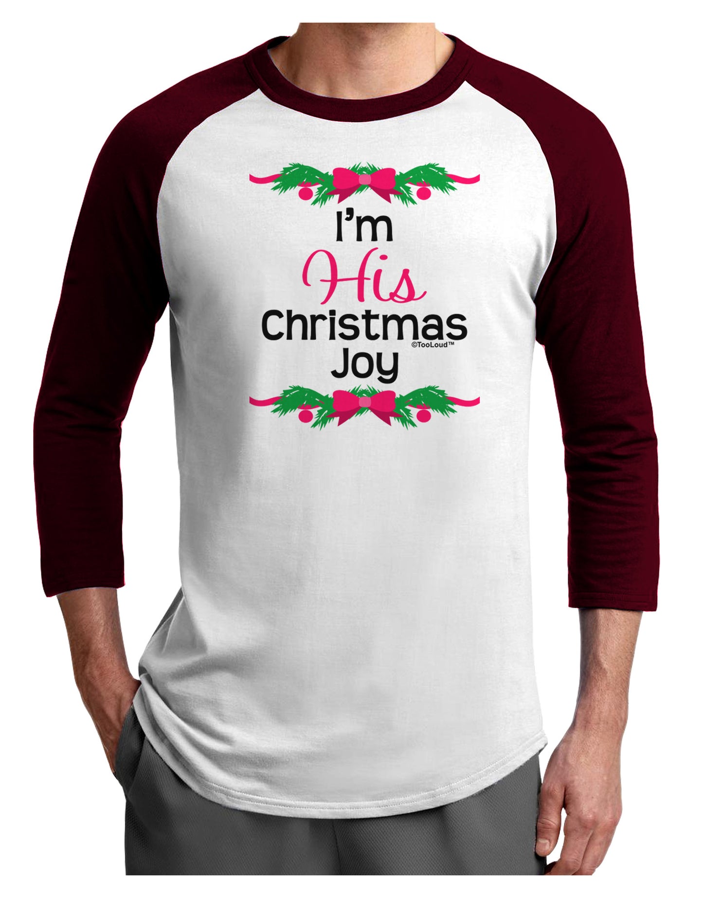 His Christmas Joy Matching His & Hers Adult Raglan Shirt-Raglan Shirt-TooLoud-White-Cardinal-X-Small-Davson Sales