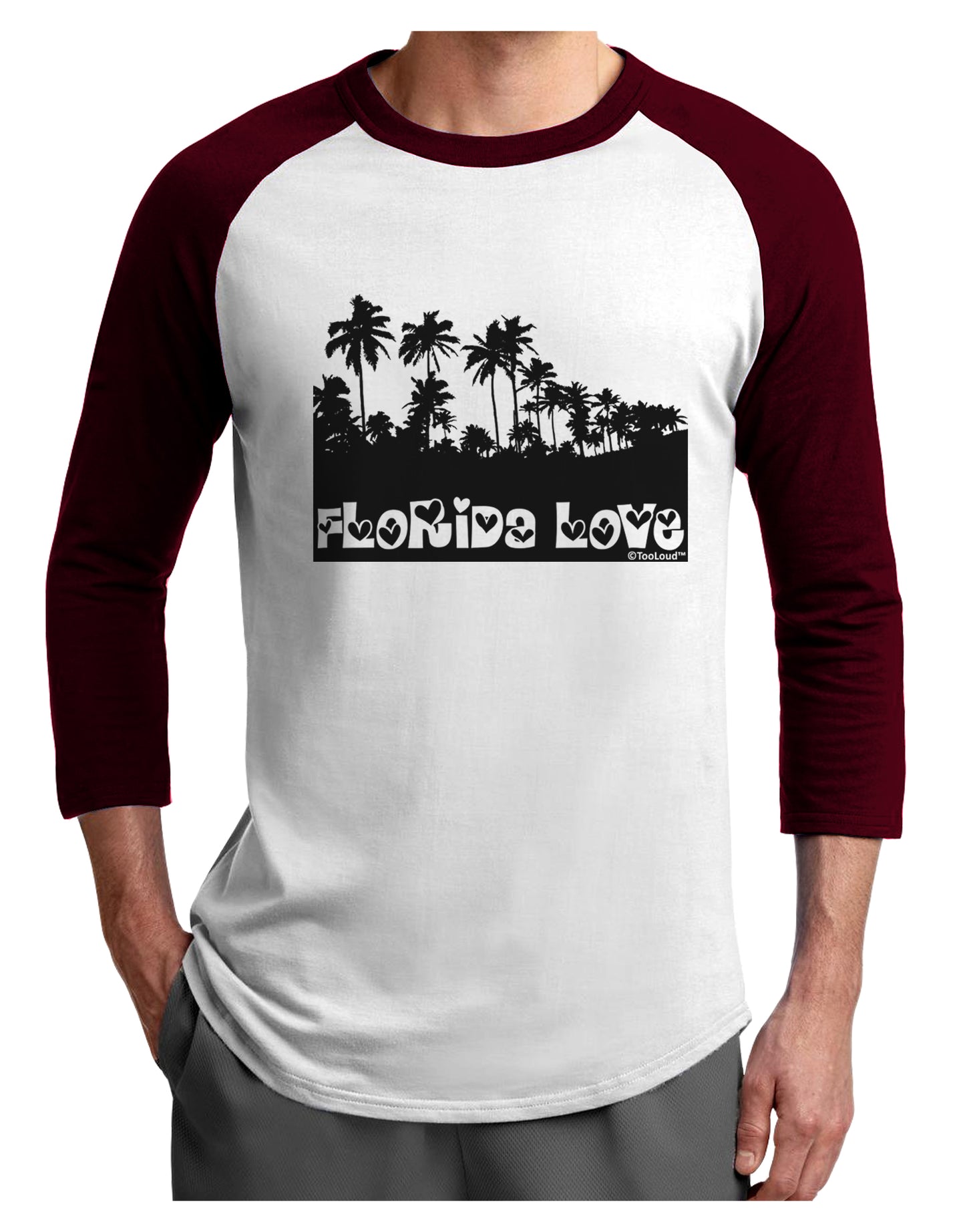 Florida Love - Palm Trees Cutout Design Adult Raglan Shirt by TooLoud-TooLoud-White-Cardinal-X-Small-Davson Sales