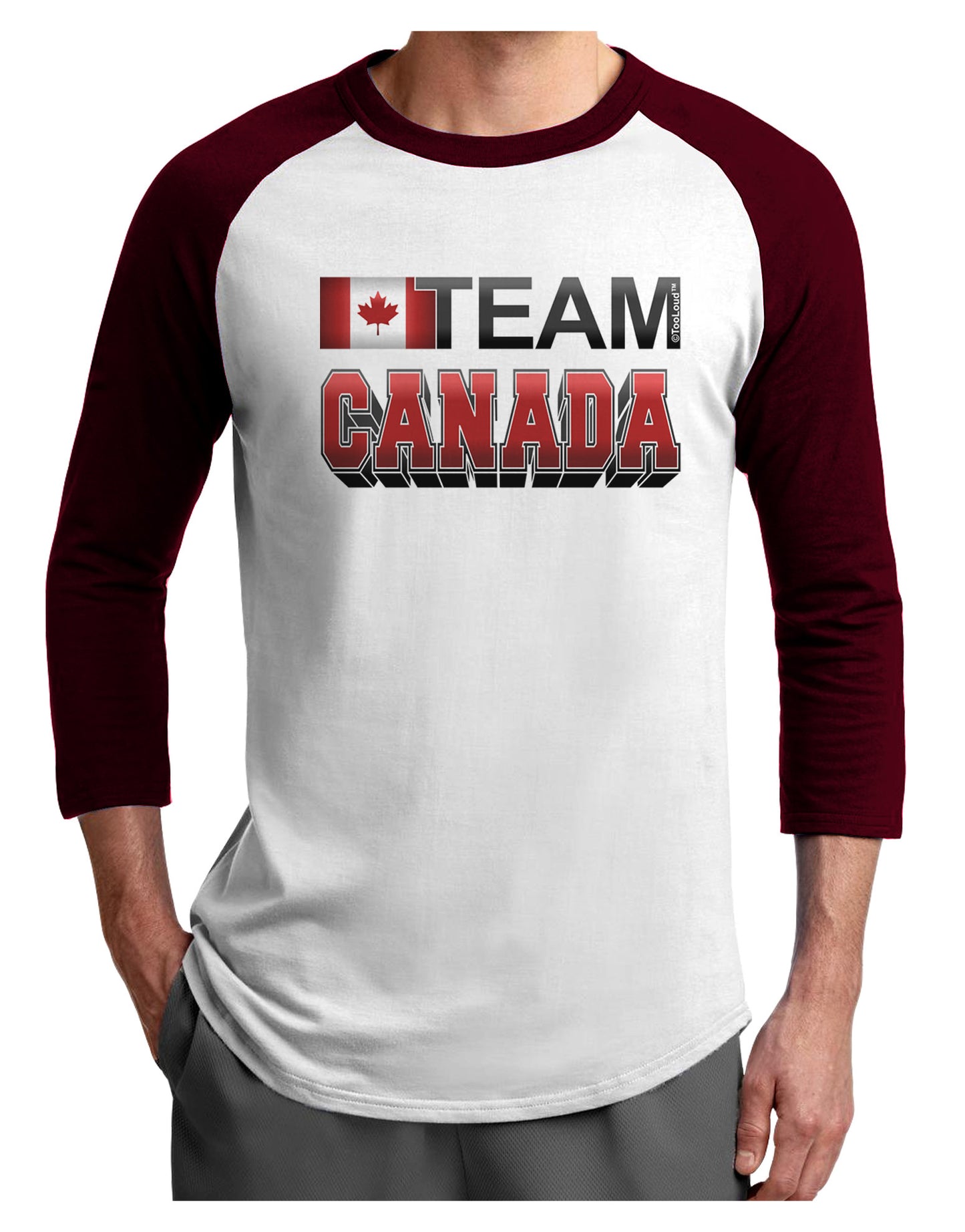 Sporty Team Canada Adult Raglan Shirt-Raglan Shirt-TooLoud-White-Cardinal-X-Small-Davson Sales