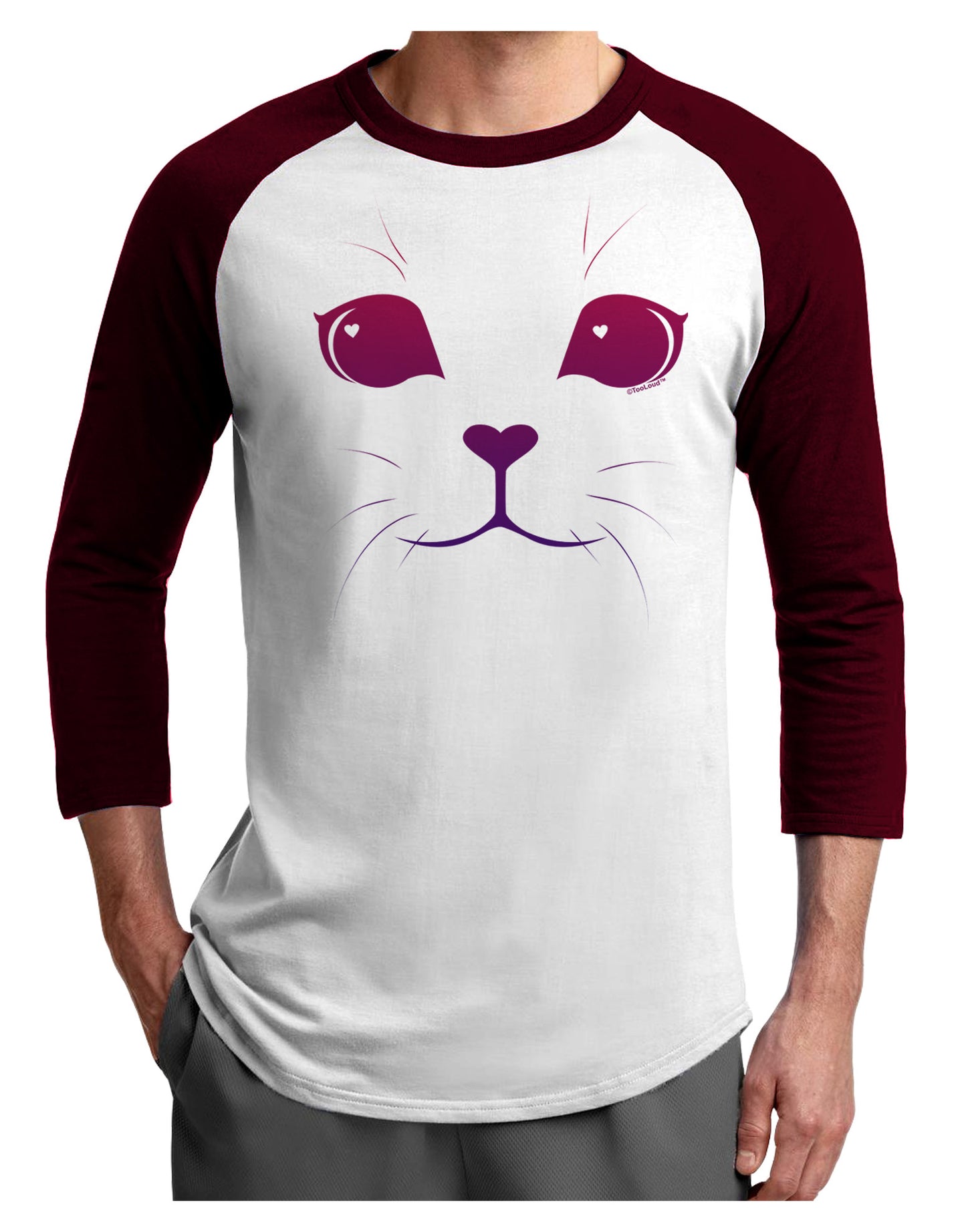 Heart Kitten Adult Raglan Shirt by-Raglan Shirt-TooLoud-White-Cardinal-X-Small-Davson Sales