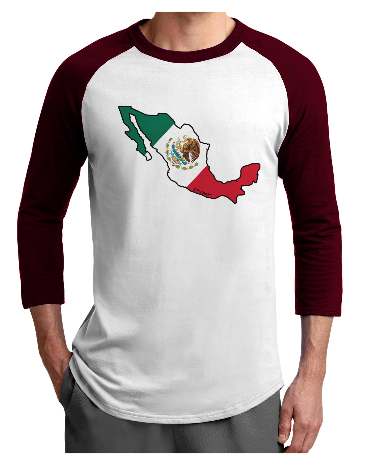 Mexico Outline - Mexican Flag Adult Raglan Shirt by TooLoud-TooLoud-White-Cardinal-X-Small-Davson Sales