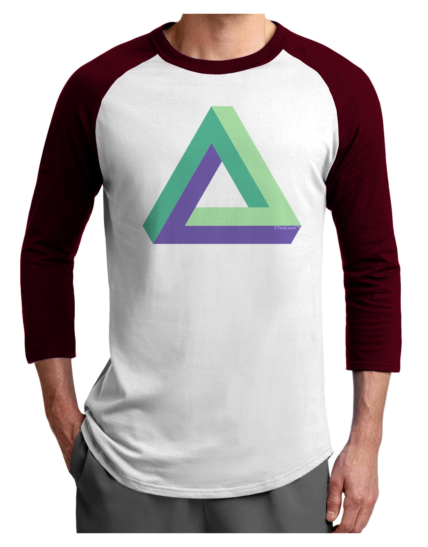 Impossible Triangle Loop Adult Raglan Shirt-Raglan Shirt-TooLoud-White-Cardinal-X-Small-Davson Sales