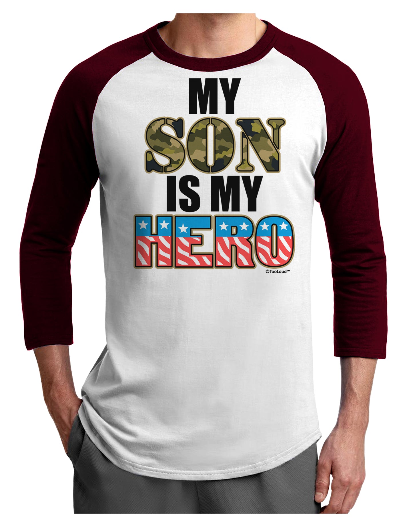 My Son is My Hero - Armed Forces Adult Raglan Shirt by TooLoud-TooLoud-White-Cardinal-X-Small-Davson Sales