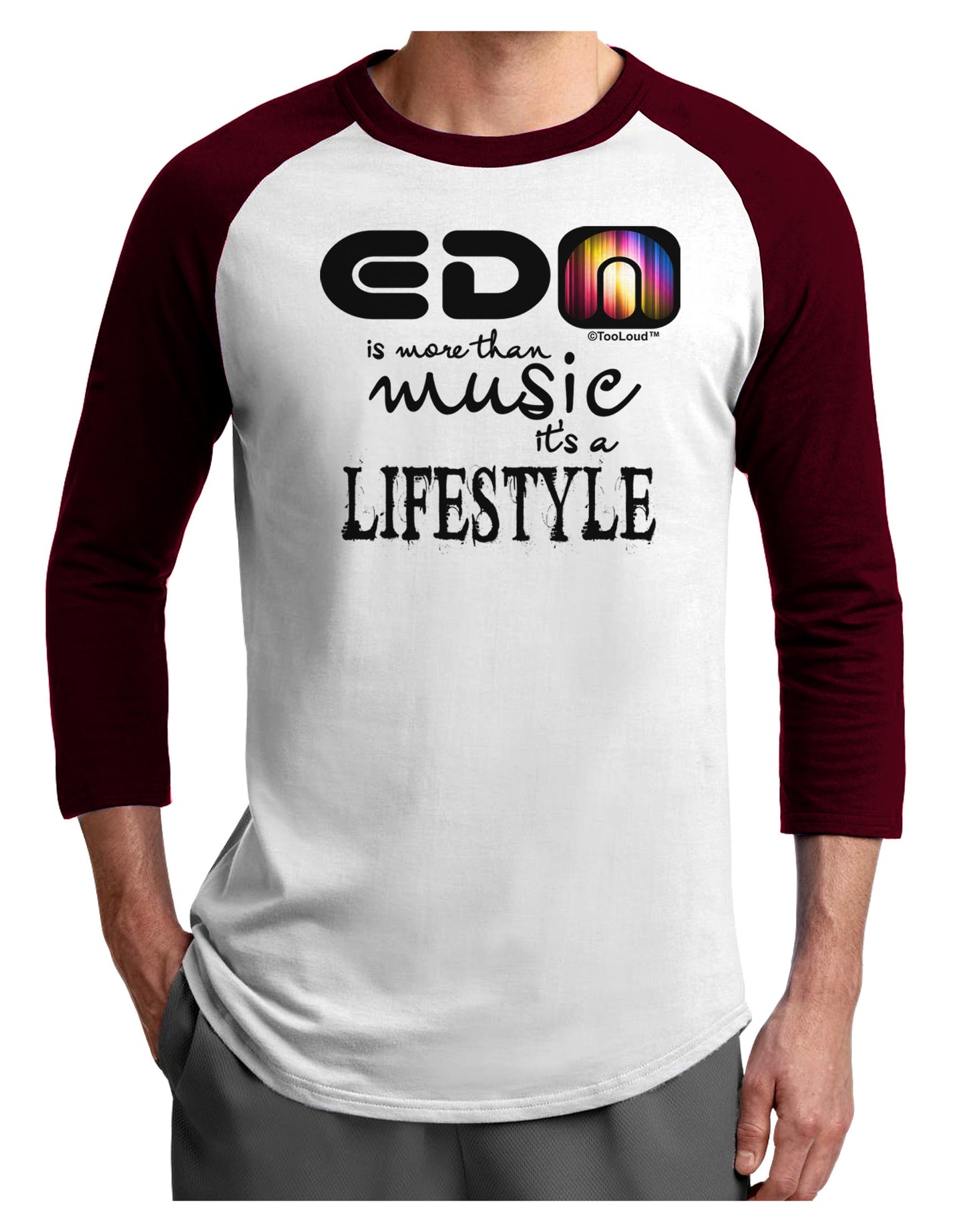 EDM - A Lifestyle Adult Raglan Shirt-Raglan Shirt-TooLoud-White-Cardinal-X-Small-Davson Sales
