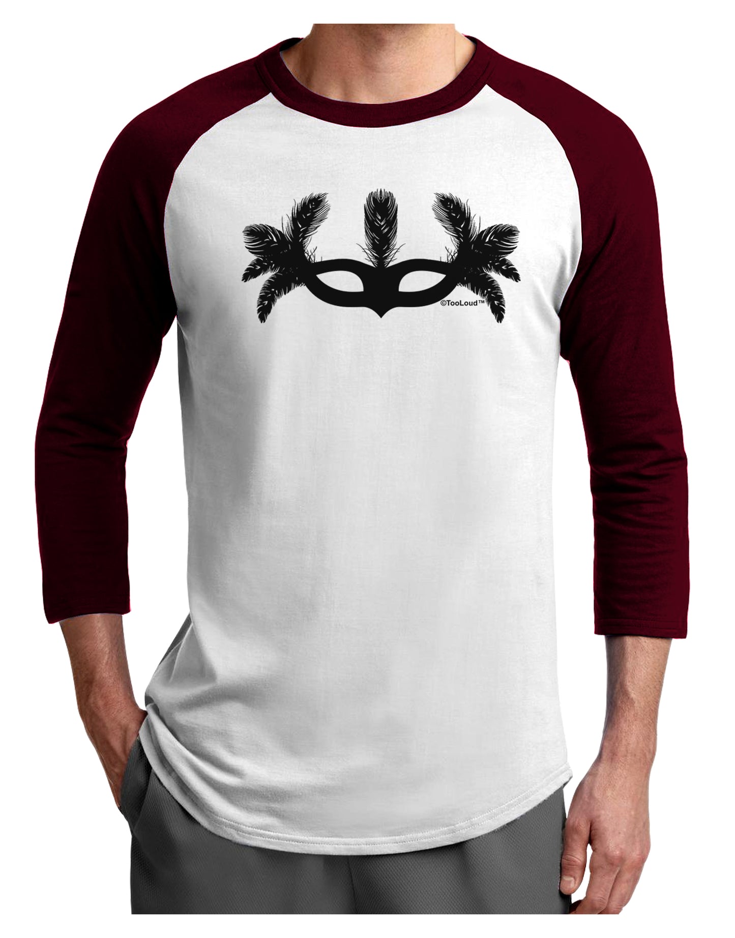 Masquerade Mask Silhouette Adult Raglan Shirt by TooLoud-TooLoud-White-Cardinal-X-Small-Davson Sales