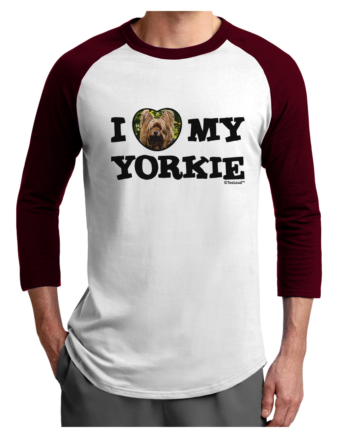 I Heart My Yorkie Adult Raglan Shirt by TooLoud-TooLoud-White-Cardinal-X-Small-Davson Sales