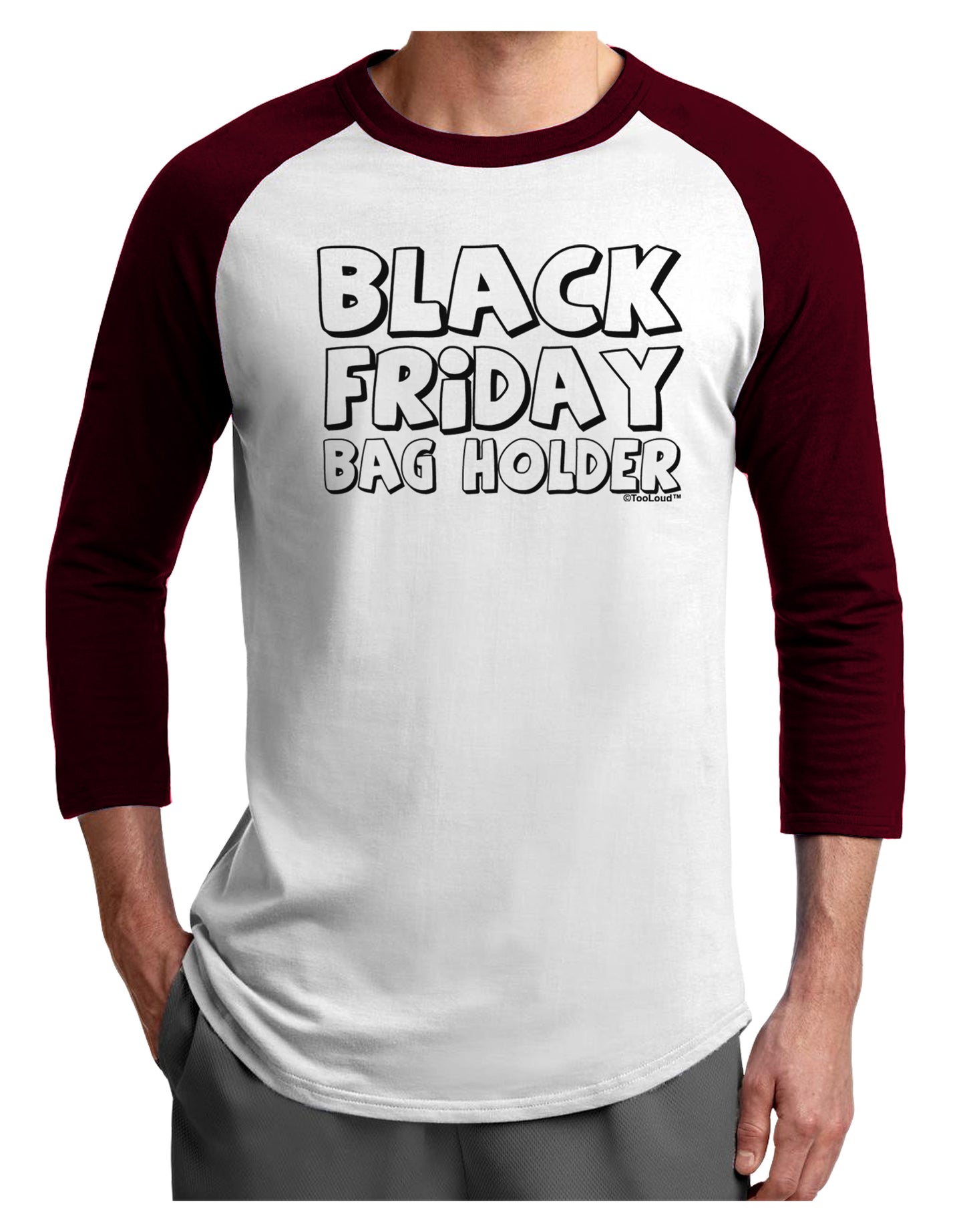 Black Friday Bag Holder Adult Raglan Shirt-TooLoud-White-Cardinal-X-Small-Davson Sales