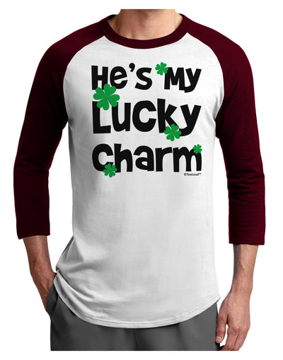 He's My Lucky Charm - Matching Couples Design Adult Raglan Shirt by TooLoud-Mens T-Shirt-TooLoud-White-Cardinal-X-Small-Davson Sales