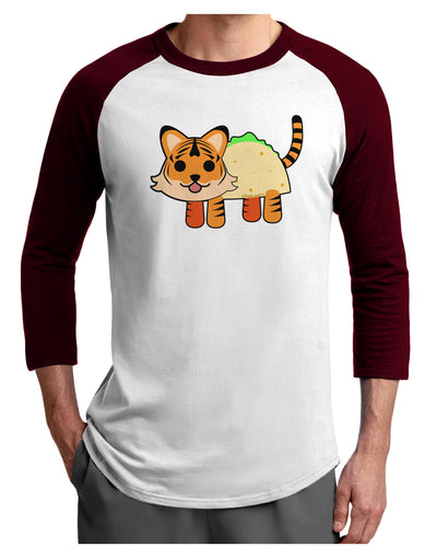 Cute Taco Tiger Adult Raglan Shirt-TooLoud-White-Cardinal-X-Small-Davson Sales