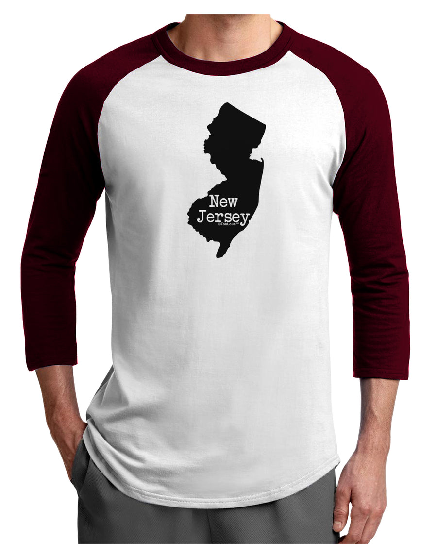 New Jersey - United States Shape Adult Raglan Shirt by TooLoud-TooLoud-White-Black-X-Small-Davson Sales