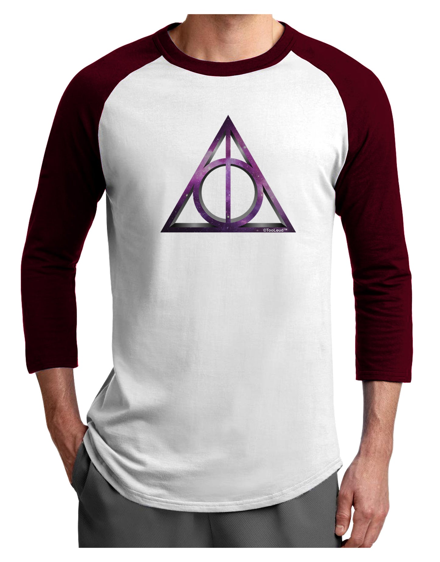Magic Symbol Adult Raglan Shirt-TooLoud-White-Cardinal-X-Small-Davson Sales