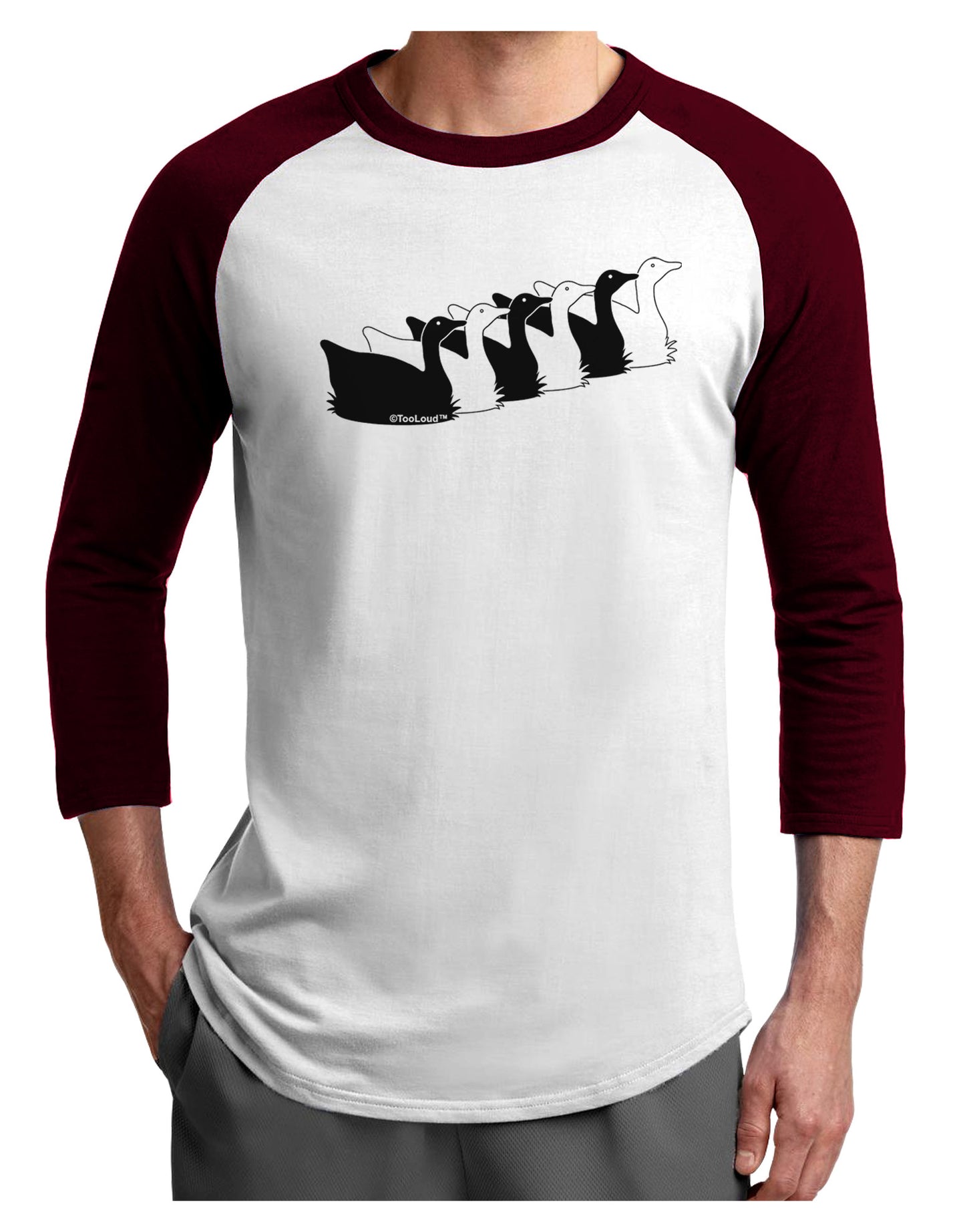 Six Geese A laying Adult Raglan Shirt-TooLoud-White-Cardinal-X-Small-Davson Sales