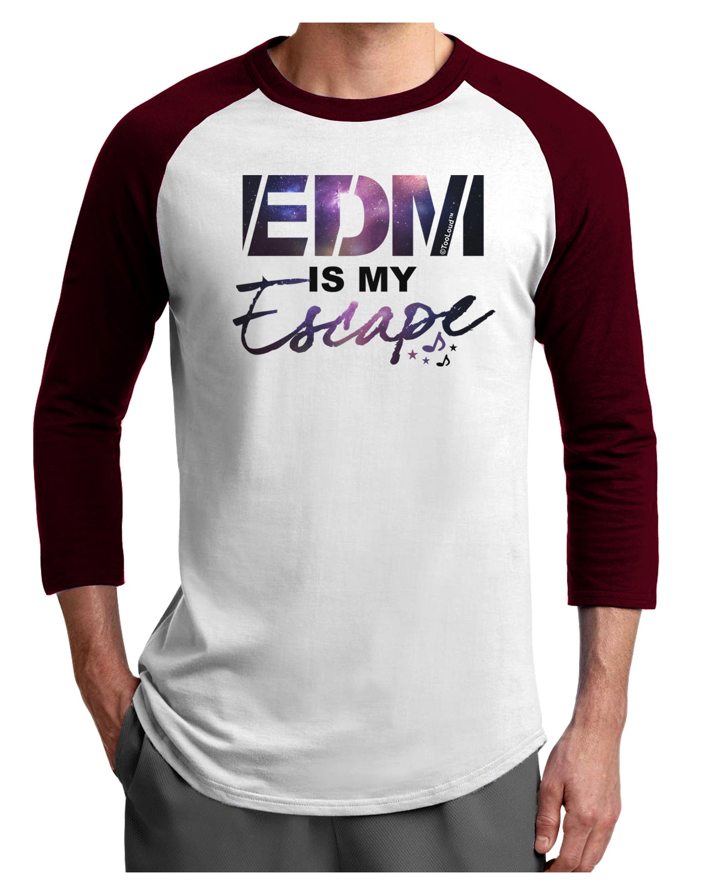 EDM Is My Escape Adult Raglan Shirt-Raglan Shirt-TooLoud-White-Cardinal-X-Small-Davson Sales