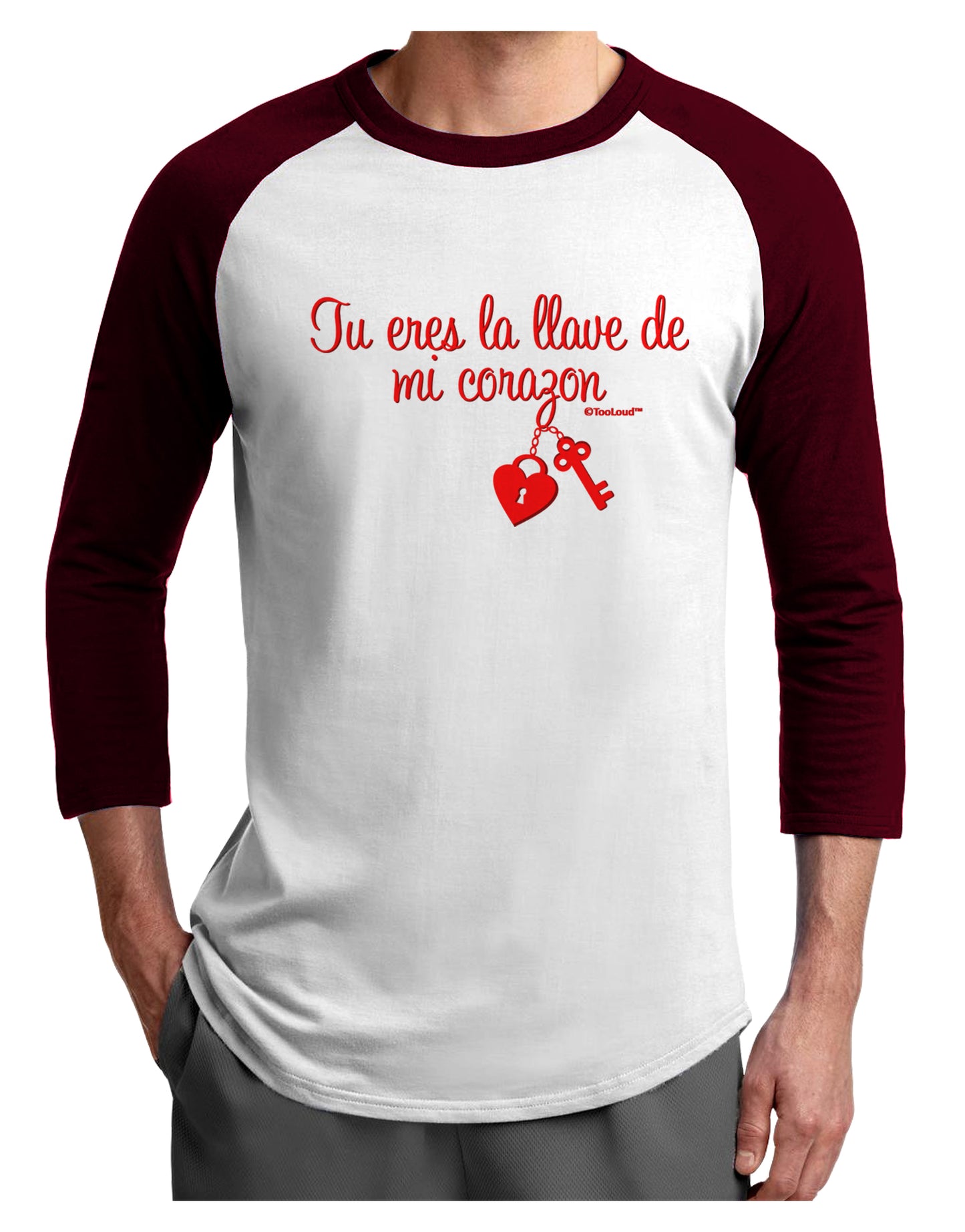 Tu Eres La Llave De Mi Corazon Adult Raglan Shirt by TooLoud-TooLoud-White-Cardinal-X-Small-Davson Sales