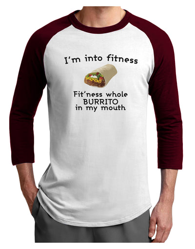 I'm Into Fitness Burrito Funny Adult Raglan Shirt by TooLoud-Clothing-TooLoud-White-Cardinal-X-Small-Davson Sales