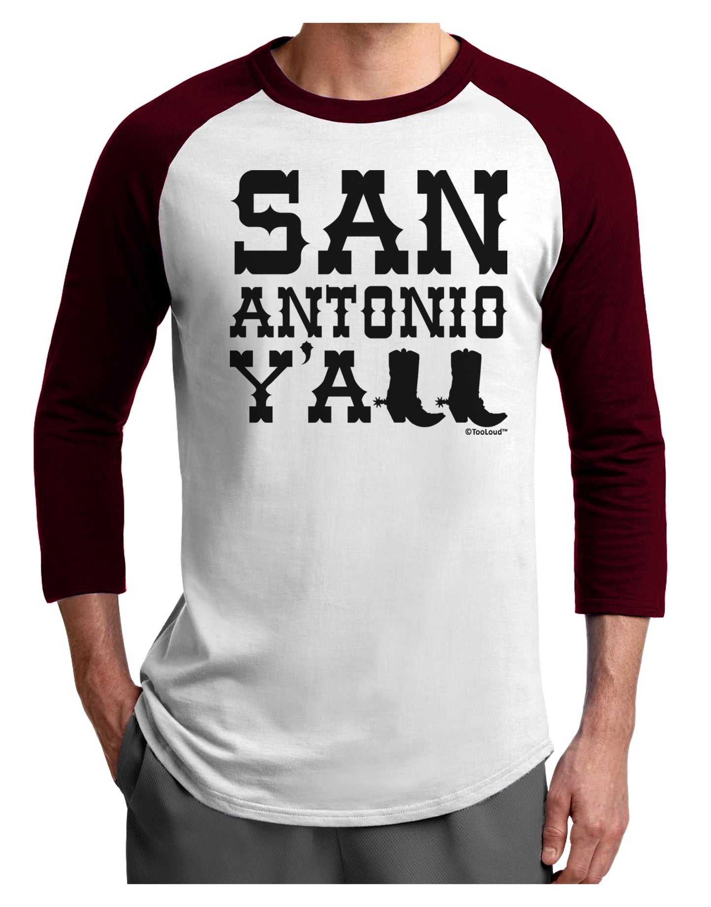 San Antonio Y'all - Boots - Texas Pride Adult Raglan Shirt by TooLoud-Mens T-Shirt-TooLoud-White-Cardinal-X-Small-Davson Sales
