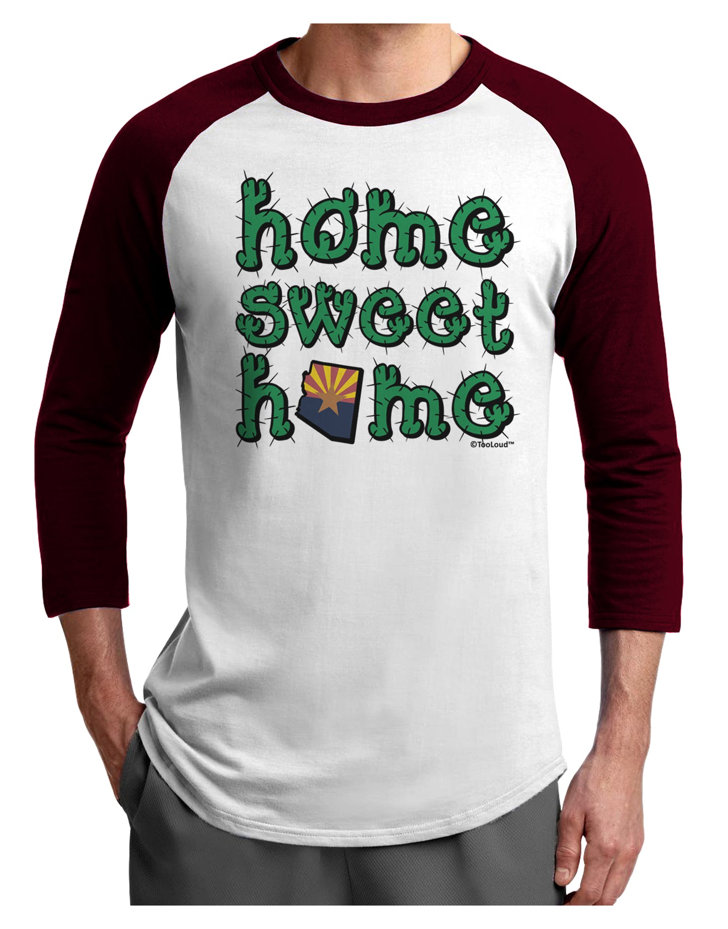Home Sweet Home - Arizona - Cactus and State Flag Adult Raglan Shirt by TooLoud-TooLoud-White-Cardinal-X-Small-Davson Sales